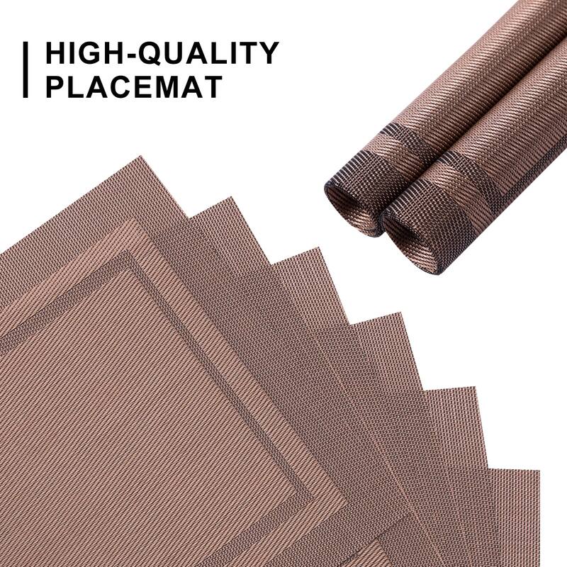 Ray Star classical Placemat Woven Checkered Set of 6 -12" x 18" - 12"×18"