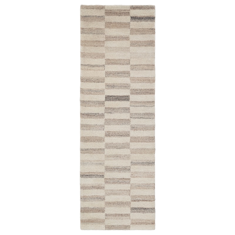 Terra by Obeetee Dunes Steps Neutral Rug - Lavender/Ivory - 2'6" x 8'