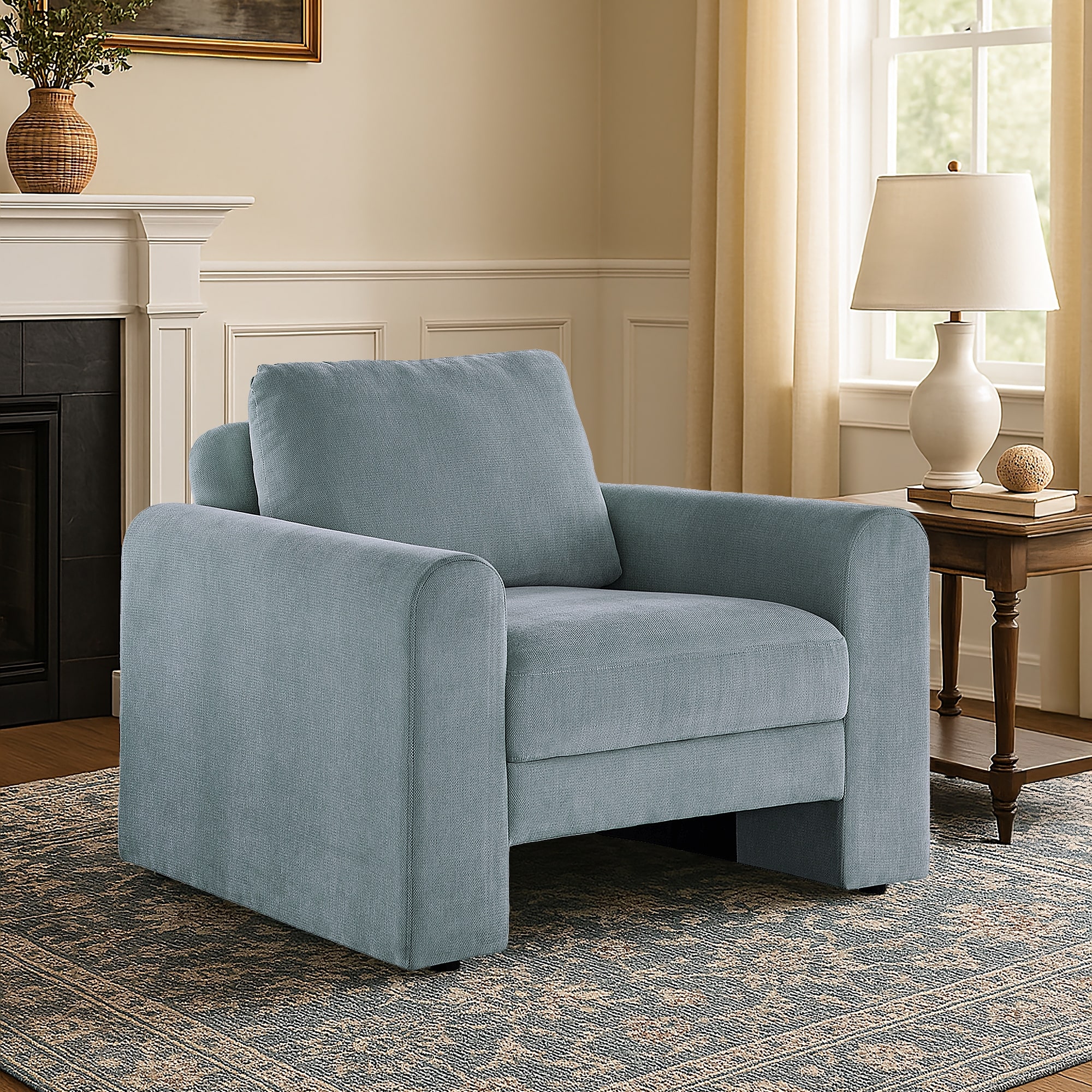 Platt Rounded Arm Chenille Upholstery Accent Chair by iNSPIRE Q