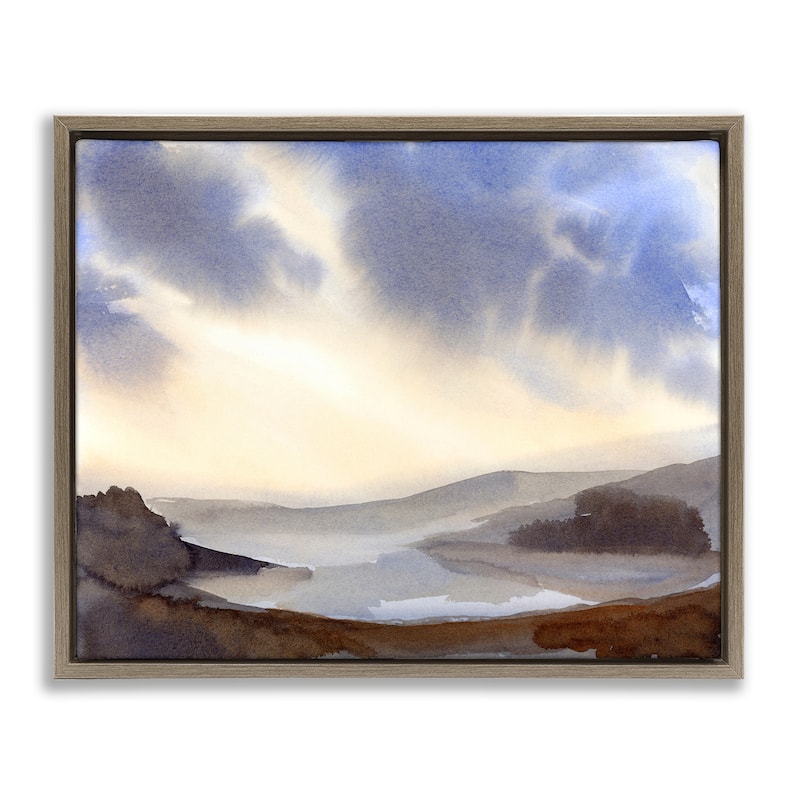 Stupell Dreamy Bay Inlet Horizon Framed Floater Canvas Wall Art Design By Ashley Davis - 31 x 25 - Brown