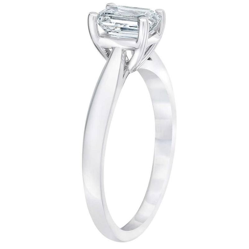 EVS 1 5/8Ct Emerald Cut Diamond Engagement Ring White or Yellow Gold Lab Grown