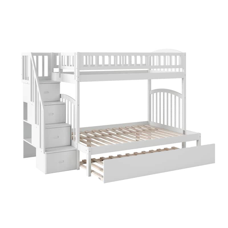 Westbrook Staircase Bunk Bed Twin over Full with Full Trundle