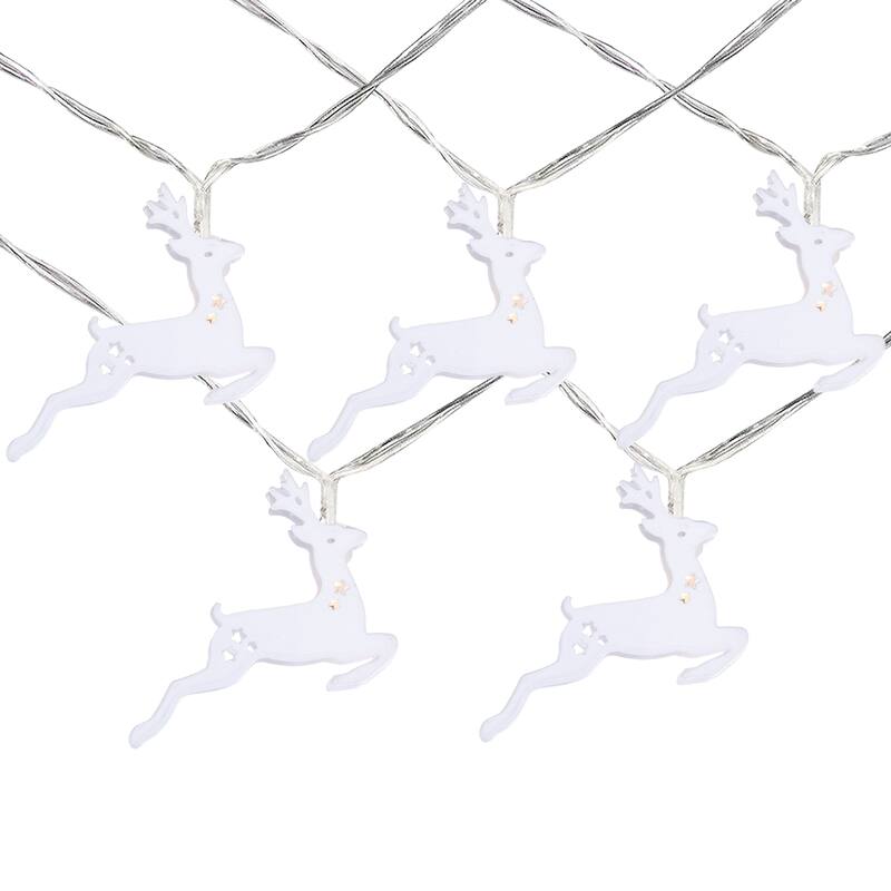 10-ct LED Warm White Reindeer Christmas Lights - 3' Clear Wire
