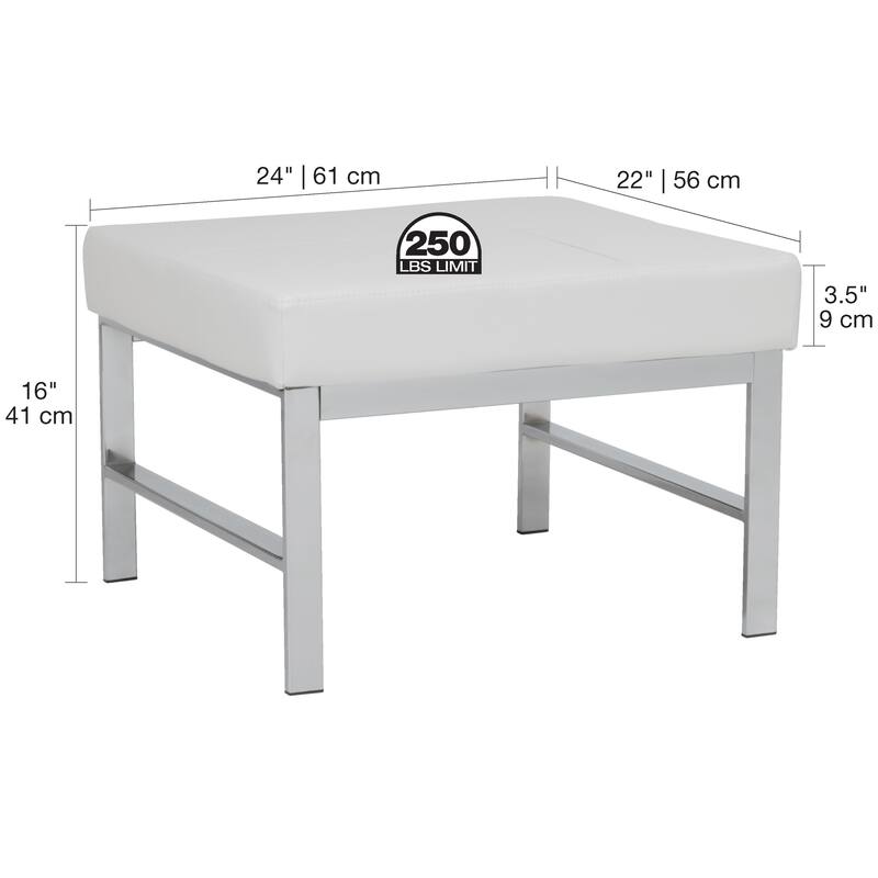 Atlas Mid Century Modern Metal and Leather Ottoman