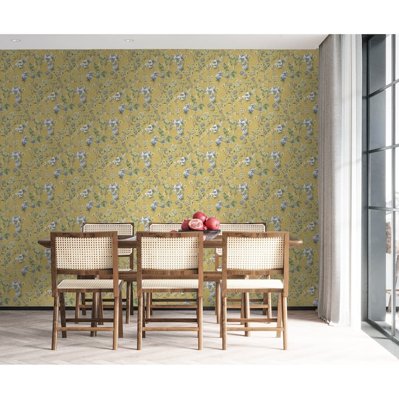 Floral Bird Trail Non-pasted Wallpaper – 396in x 20.8in