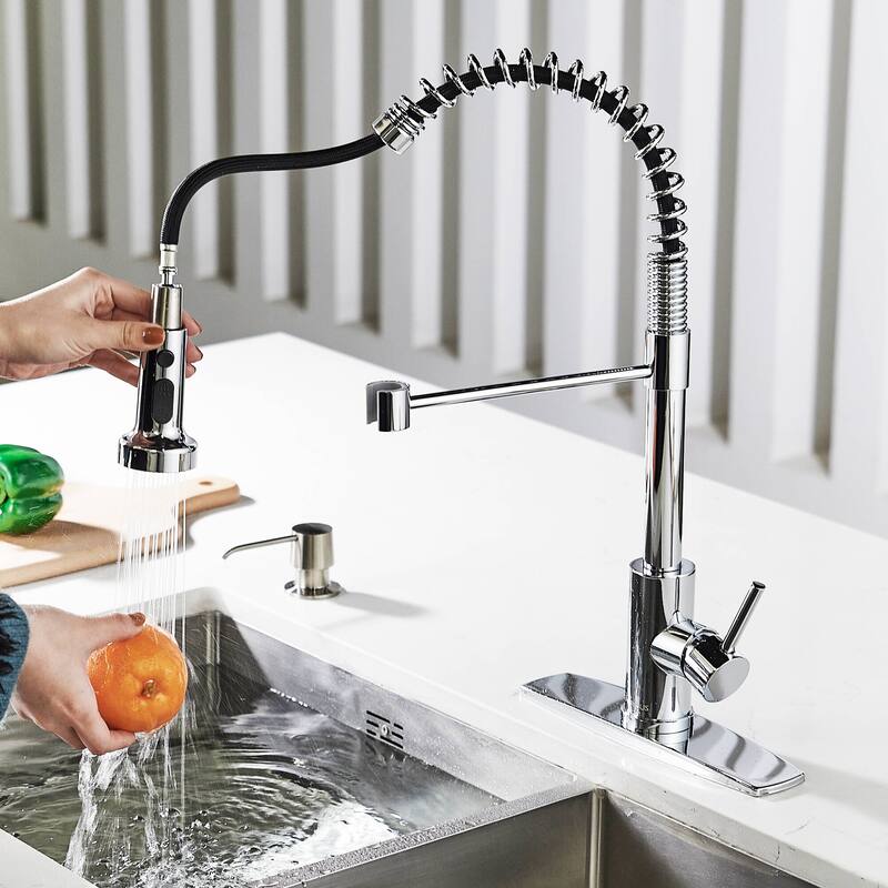 Forious Kitchen Faucet with Pull Down Spring Sprayer Sink Faucet On