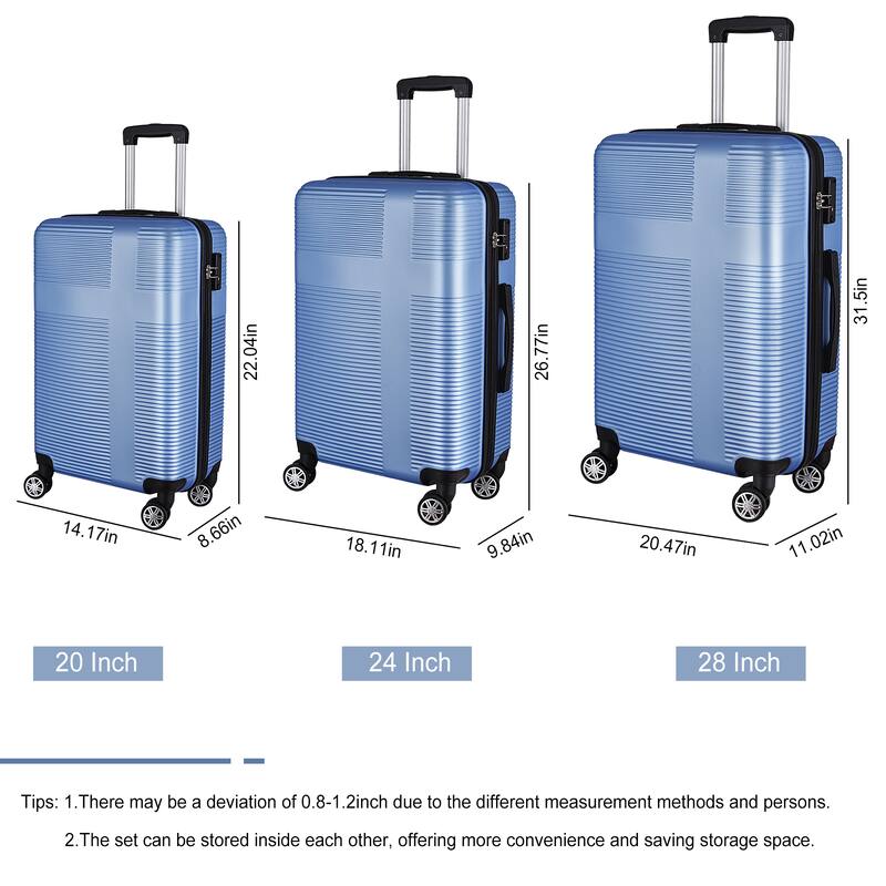 Trunk Sets Expandable Suitcase ABS TSA Luggage 3 Piece Set Lock Spinner ...