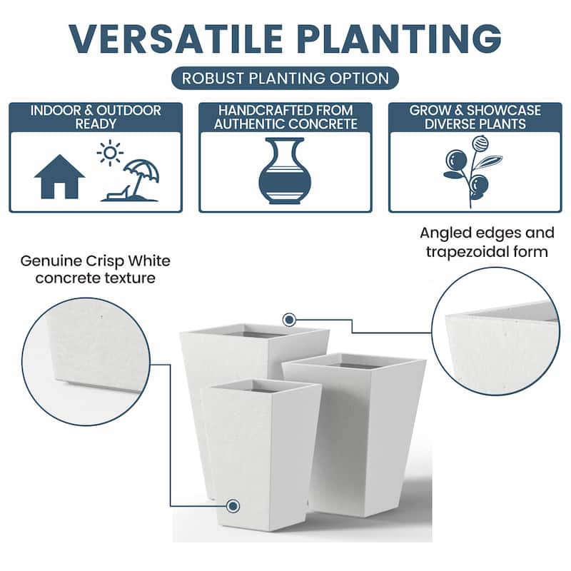 Tall Concrete Rectangle Plant Boxes / Large Indoor and Outdoor Flower Planters