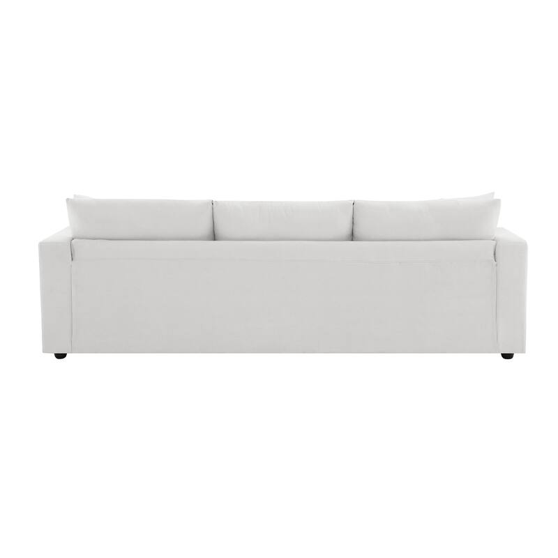 4-Seat Polyester L-Shaped Sectional Sofa with Convertible Ottoman