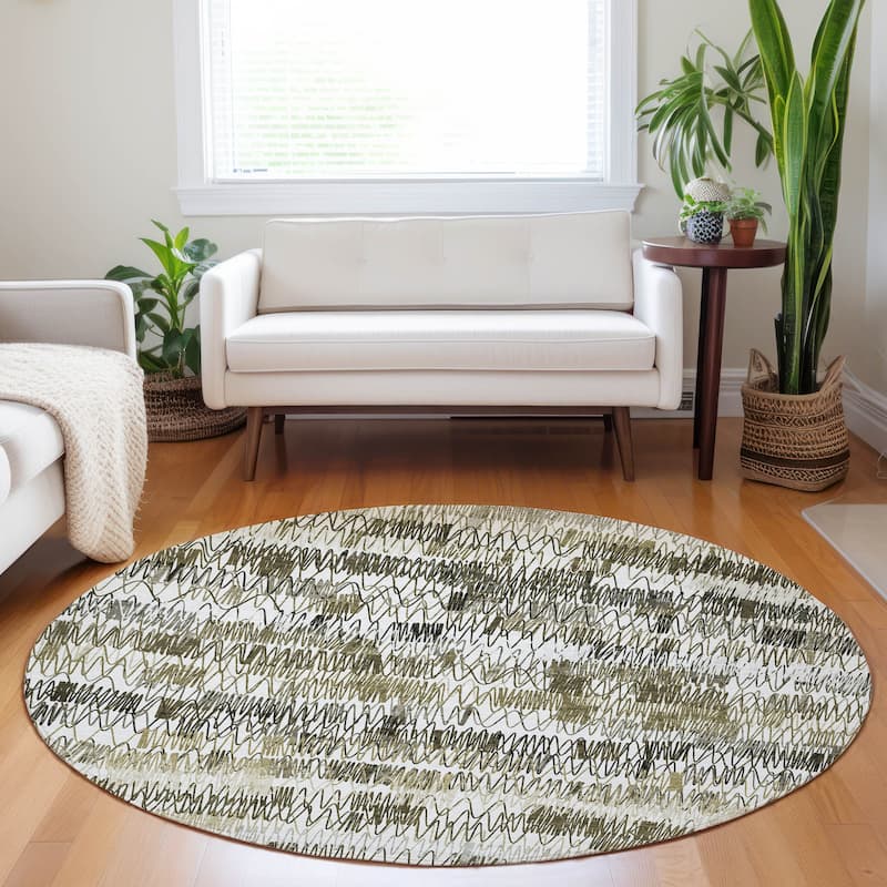 Machine Washable Indoor/ Outdoor Chantille Abstract Zig Zag Rug