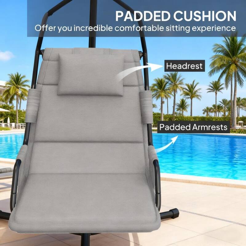 GDFStudio - Oliver Relaxing Hanging Swing Chair with Steel Frame and Adjustable Comfort for Indoor and Outdoor Use