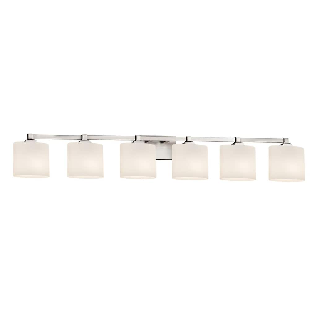 Justice Design Fusion Regency 6-light Brushed Nickel Bath Bar, Opal Oval Shade - Silver