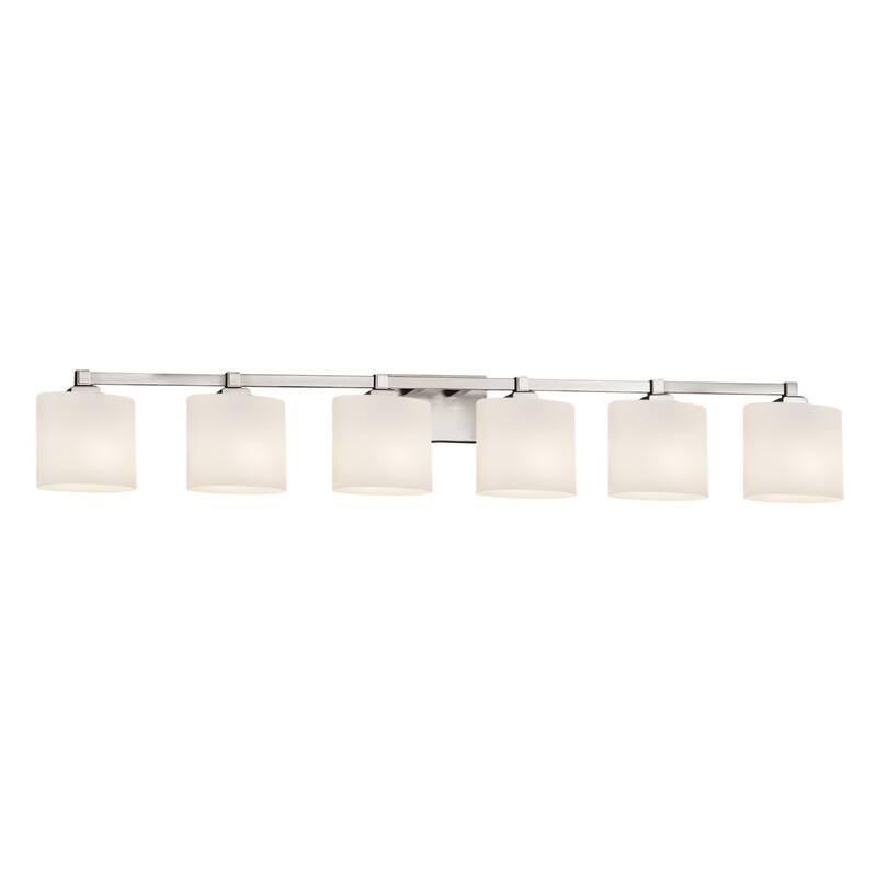 Justice Design Fusion Regency 6-light Brushed Nickel Bath Bar, Opal Oval Shade - Silver