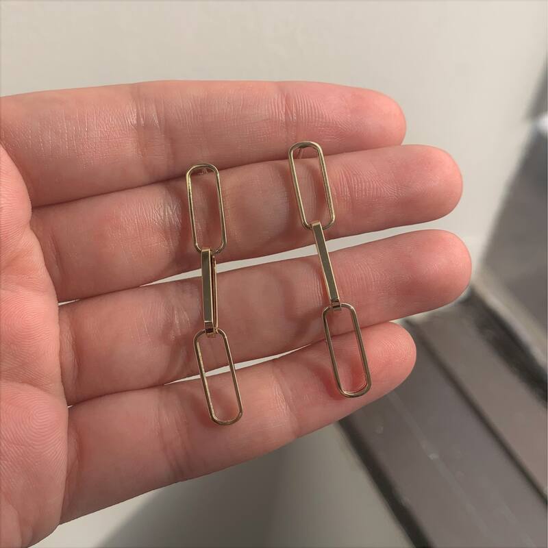 Joelle Collection 14K Yellow Gold Paperclip Link Drop Earrings