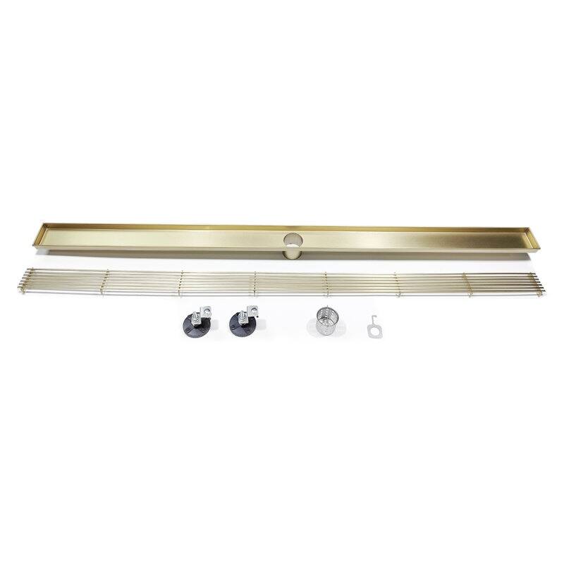 Oceanic Linear Shower Drain, Marine-grade 316 Stainless Steel, Grid Cover with Hair Strainer