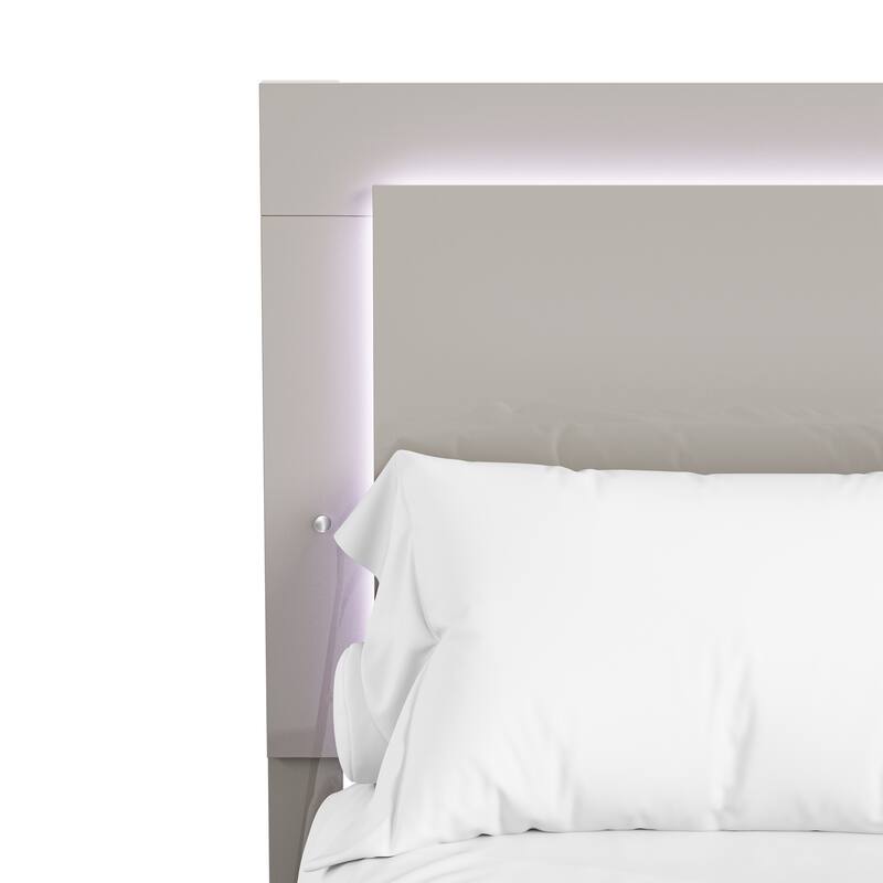 Furniture of America Erina Modern Glossy Panel Bed with LED Light Headboard