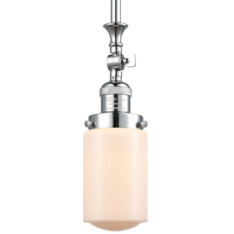 Innovations Lighting Dover 5" Wide Mini Rod Hung Adjustable Pendant - Polished Chrome / Matte White Cased