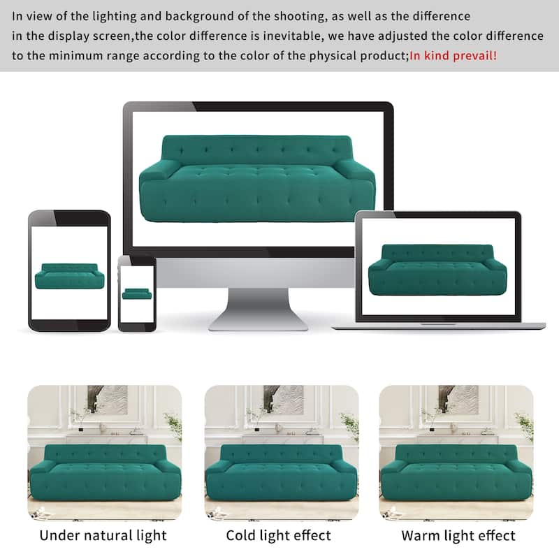 86.2" Upholstered Sofa, Minimalist Tufted Design, 3-Seater, Foam + Pocket Spring