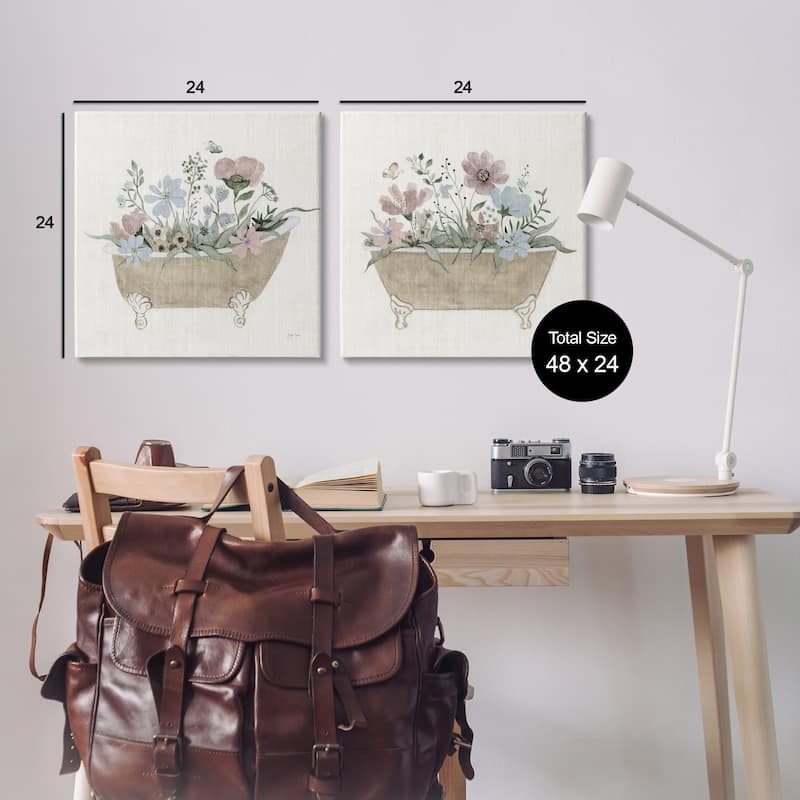 Stupell Rustic Florals in Bathtubs Canvas Wall Art Design By Tava Studios (Set of 2)