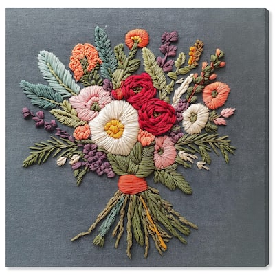 Stitched Bloom Bouquet I Canvas by Art Remedy, Gallery Wrapped