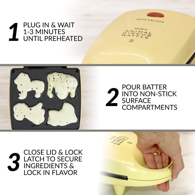 Nostalgia MANWFL4YW MyMini Animal Circus Waffle Maker