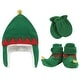 preview thumbnail 1 of 0, Hudson Baby Unisex Baby Trapper Hat, Mitten and Bootie Set, Green Elf 6-12 Months - Green Elf