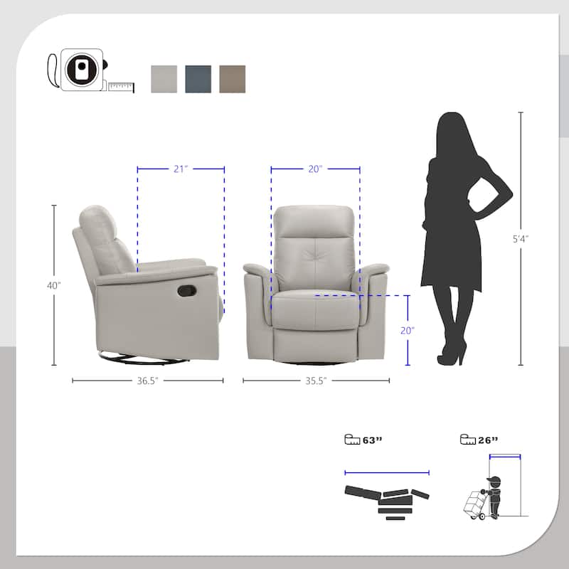 Monte Leather Match Swivel Glider Manual Reclining Chair