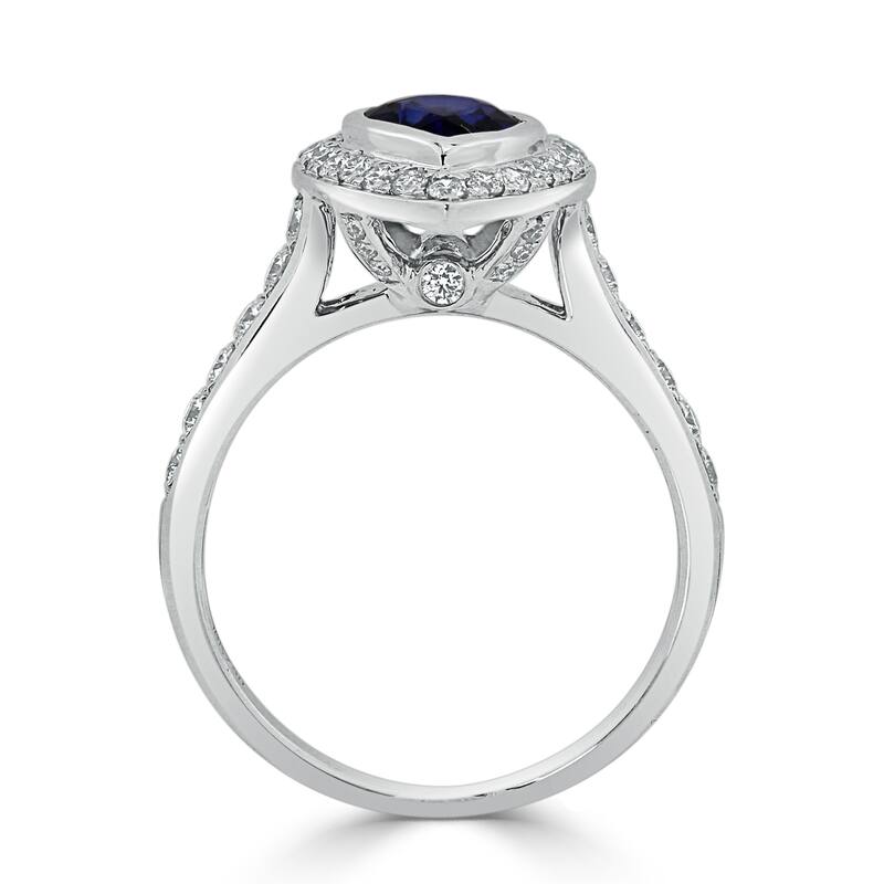 Auriya 18k Gold 1 1/5ct Pear-cut Sapphire Halo Diamond Engagement Ring 5/8ct TDW