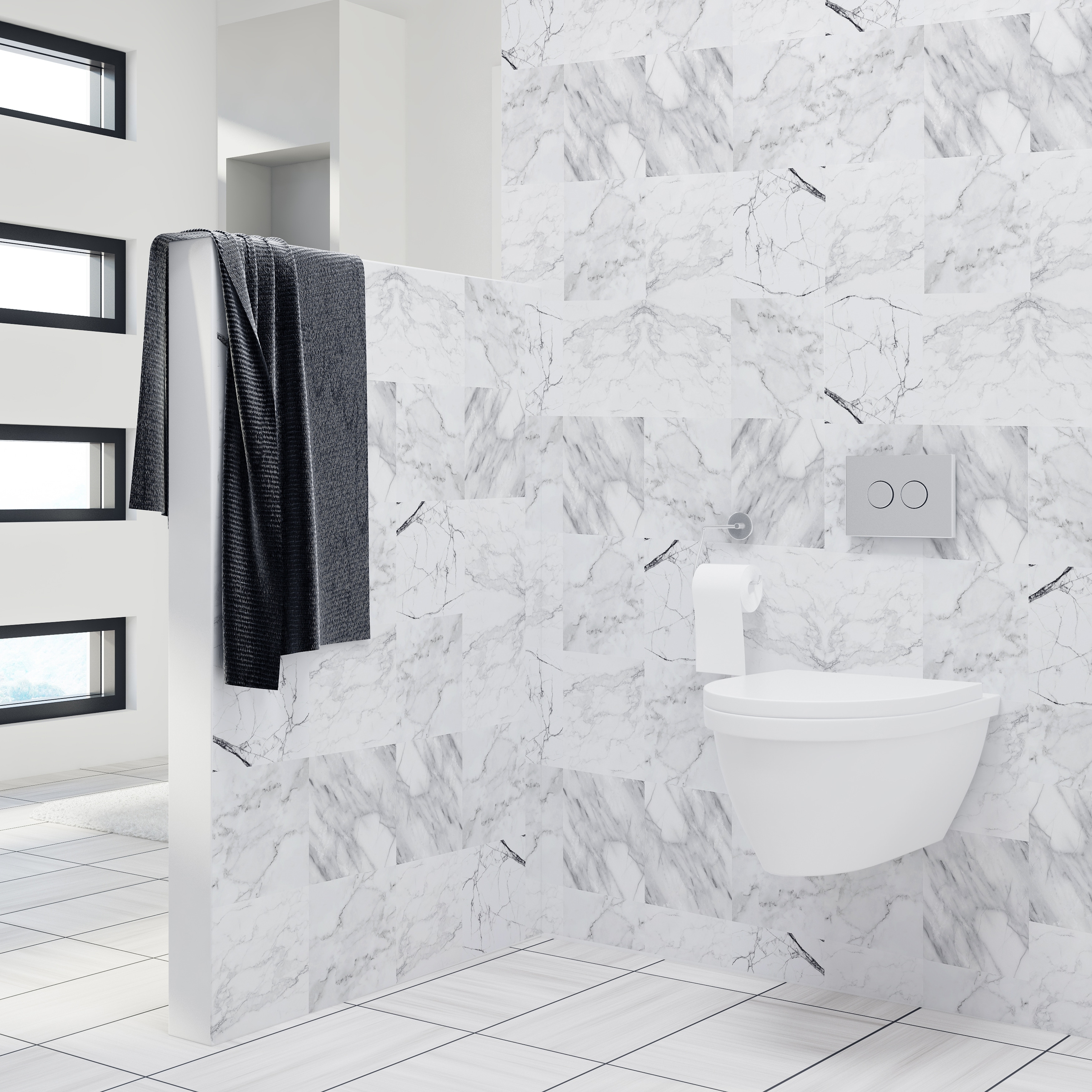 Walplus Bathroom Kitchen Marble Wall Tile Stickers Peel And Stick Mix 4 X4 Overstock 31665077