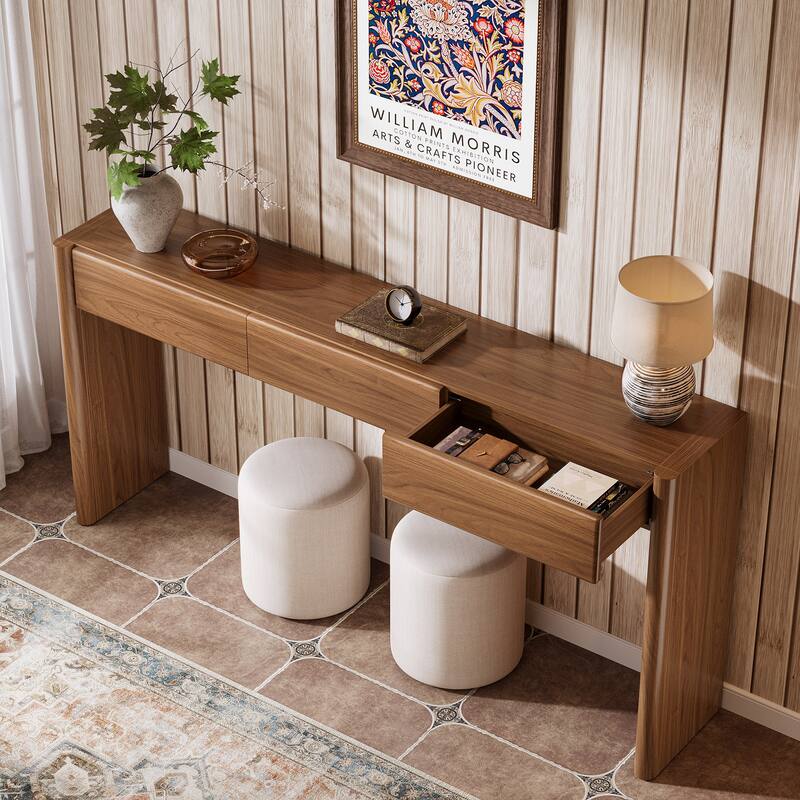 Console Table with 3 Drawers Farmhouse Long Console Sofa Station