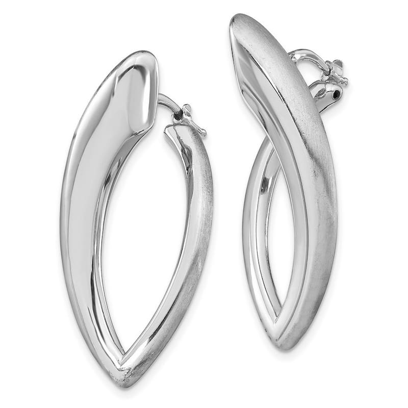 Curata 925 Sterling Silver 40.5x6.5mm Rhodium Plated Brushed Modern Hoop Earrings