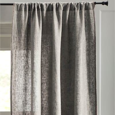 Bricen Grey Chambray Linen Curtain Panel