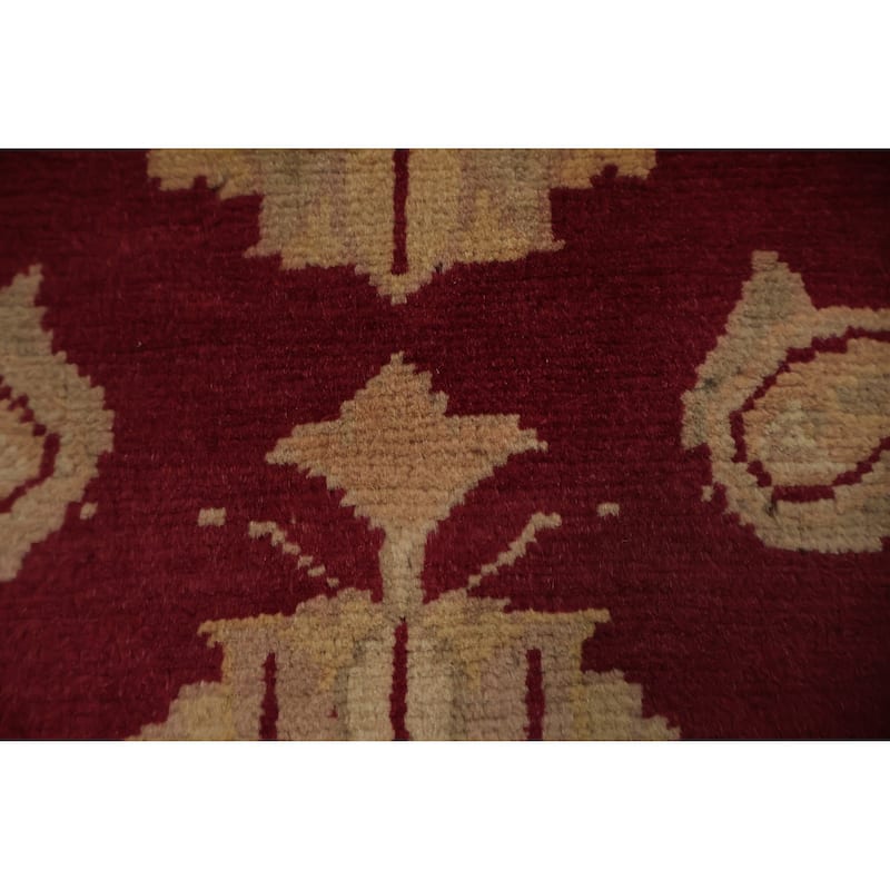 Hand Knotted Oriental 100% Wool Carpet Traditional Floral Red Peshawar Area Rug - 4' 10'' X 4' 0''