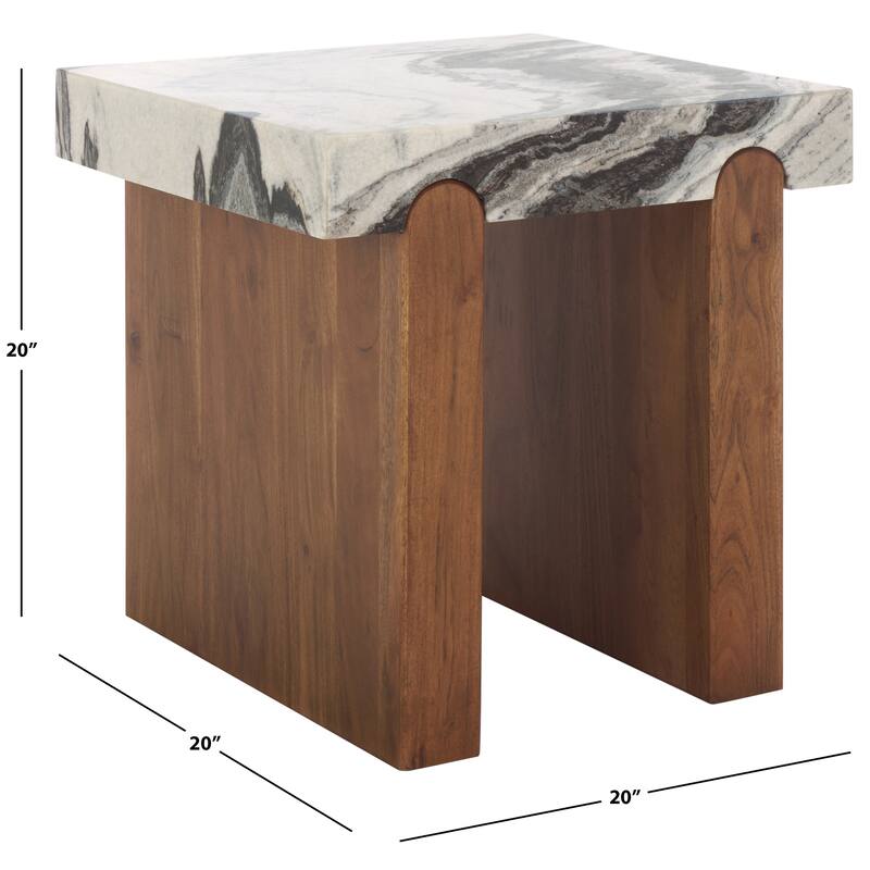 SAFAVIEH Couture Ellebeth Marble Top Accent Table - 20"W x 20"D x 20"H