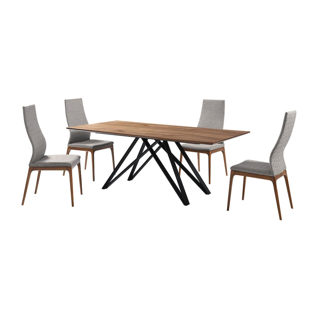 Farmhouse Dining Set - 5 Piece Table & Chairs - Solid Wood Dining Room Set - Modern Kitchen Set