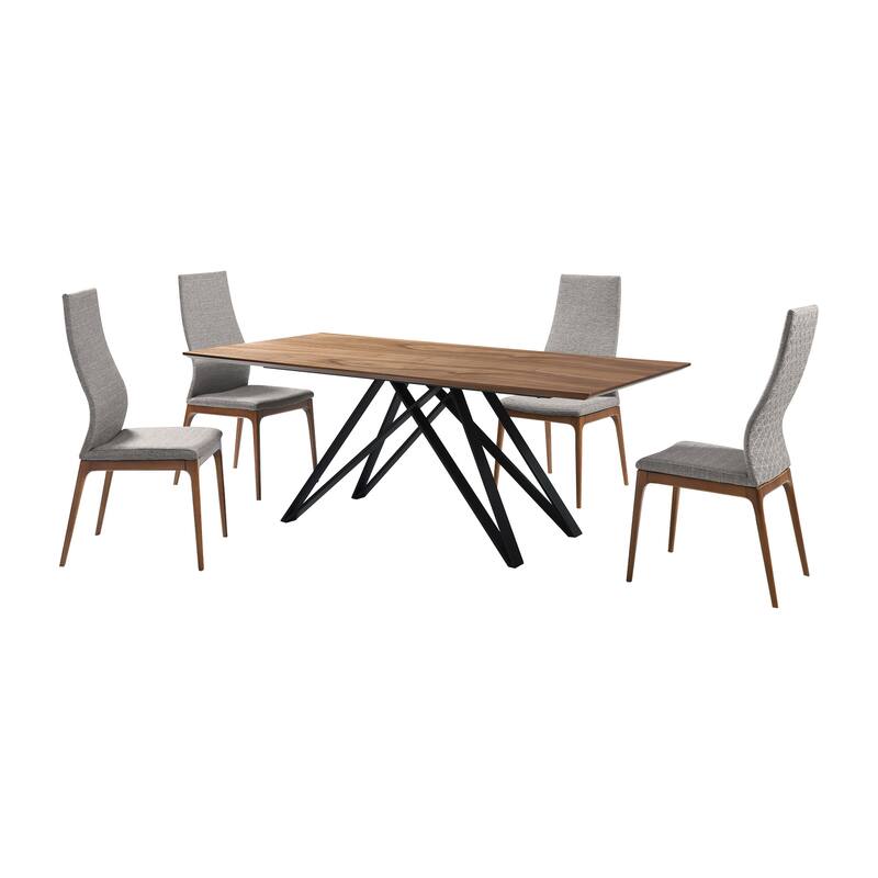 Farmhouse Dining Set - 5 Piece Table & Chairs - Solid Wood Dining Room Set - Modern Kitchen Set