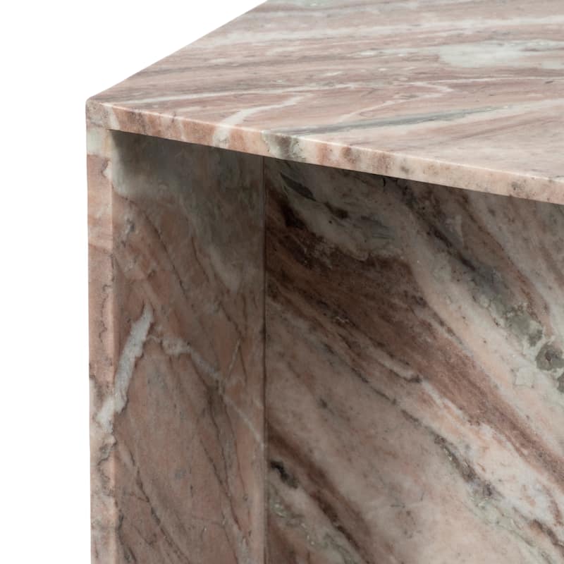 Stone Marble Accent Table Sculptural Geometric Base and Sleek Design