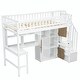 preview thumbnail 23 of 31, Wooden Twin Loft Bed with Built-in Desk, LED Lights, Storage Shelves, Cabinets & Staircase