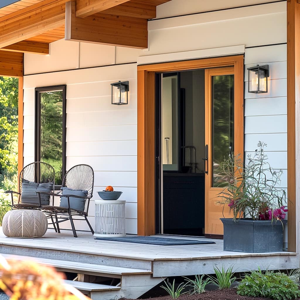 Geoma Modern Farmhouse 1-Light Black Outdoor Wall Sconce Seeded Glass Lantern - L 5.9"* W 6.7"* H 10.8"