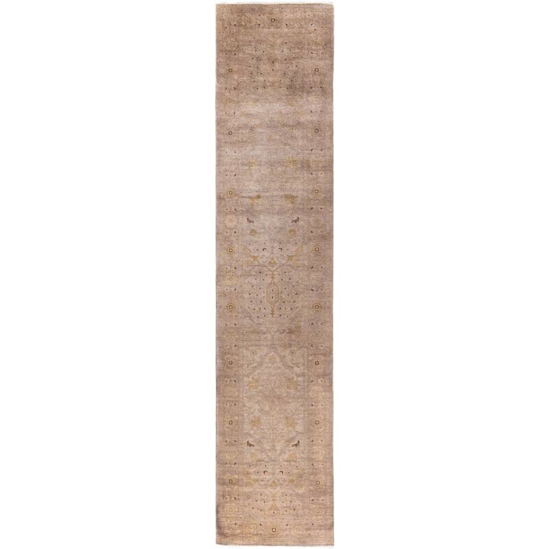 Overdyed One-of-a-Kind Hand-Knotted Runner Rug - Beige - 2' 6" x 12' 1"