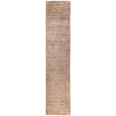Overdyed One-of-a-Kind Hand-Knotted Runner Rug - Beige - 2' 6" x 12' 1"