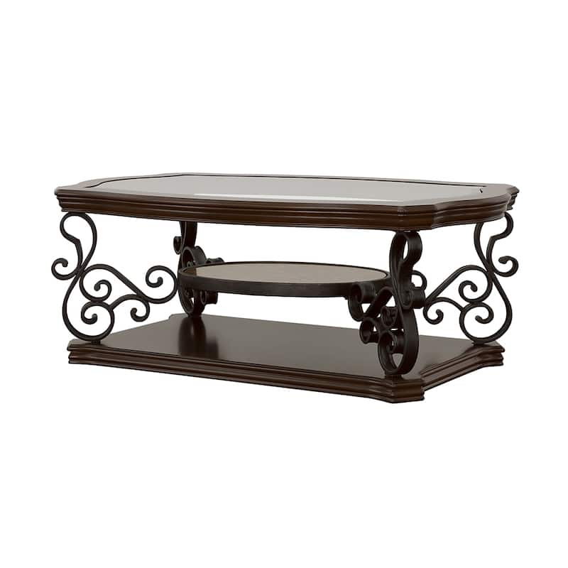 Laney 1-shelf Glass Top Rectangular Coffee Table Dark Merlot