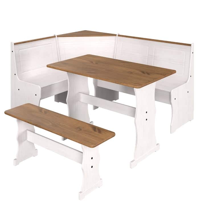 Corner Dining Set Corona | Furniture Dash - White wash color stain.