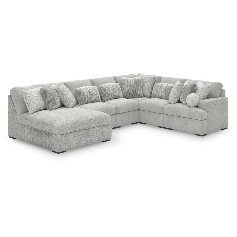 Signature Design by Ashley Snodoodle Gray 6-Piece Sectional with Chaise - 156" W x 113" D x 40" H - Right Facing