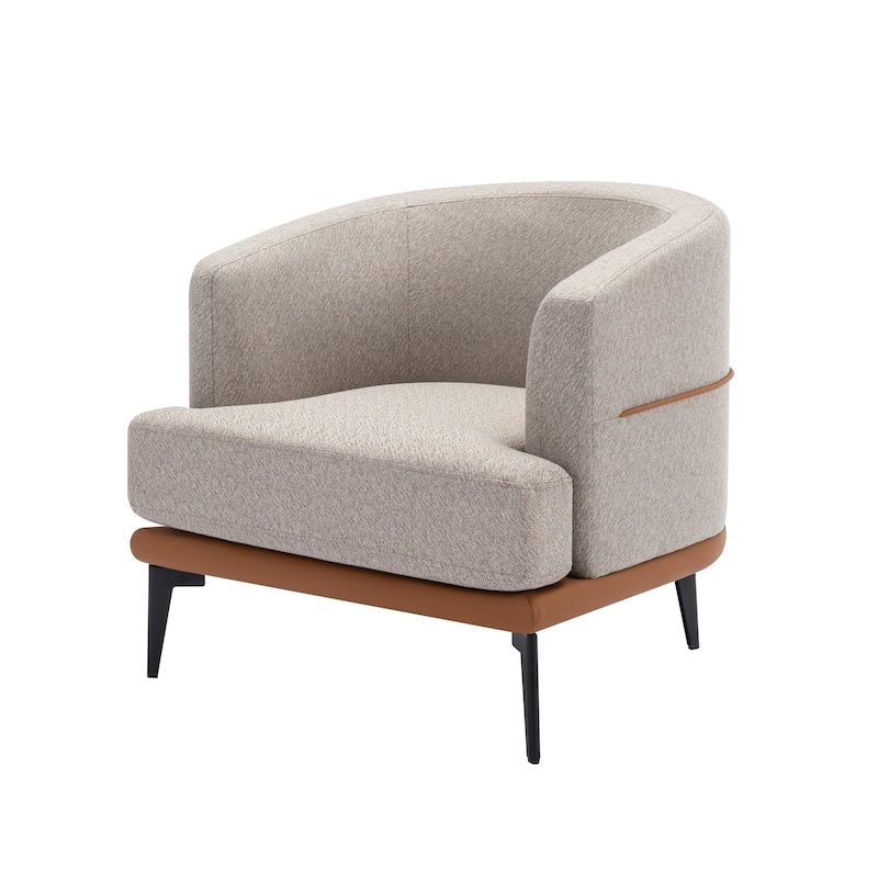 Modern Barrel Fabric Chair, Upholstered Round Armchair for Living Room Bedroom Reading Room