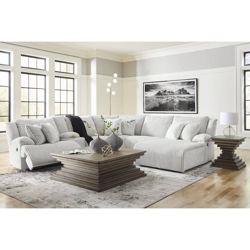 Signature Design by Ashley Top Tier Light Gray 6-Piece Reclining Sectional with Chaise - 149.5"W x 132.5"D x 40"H