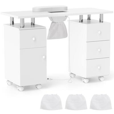 Costway Rolling Manicure Table Nail Desk with with 8 Lockable Wheels & - See Details