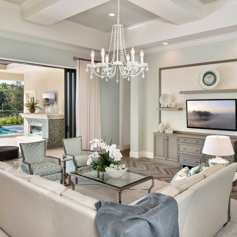 6-Light Classic Chandelier with Crystal Accents for Kitchen Study