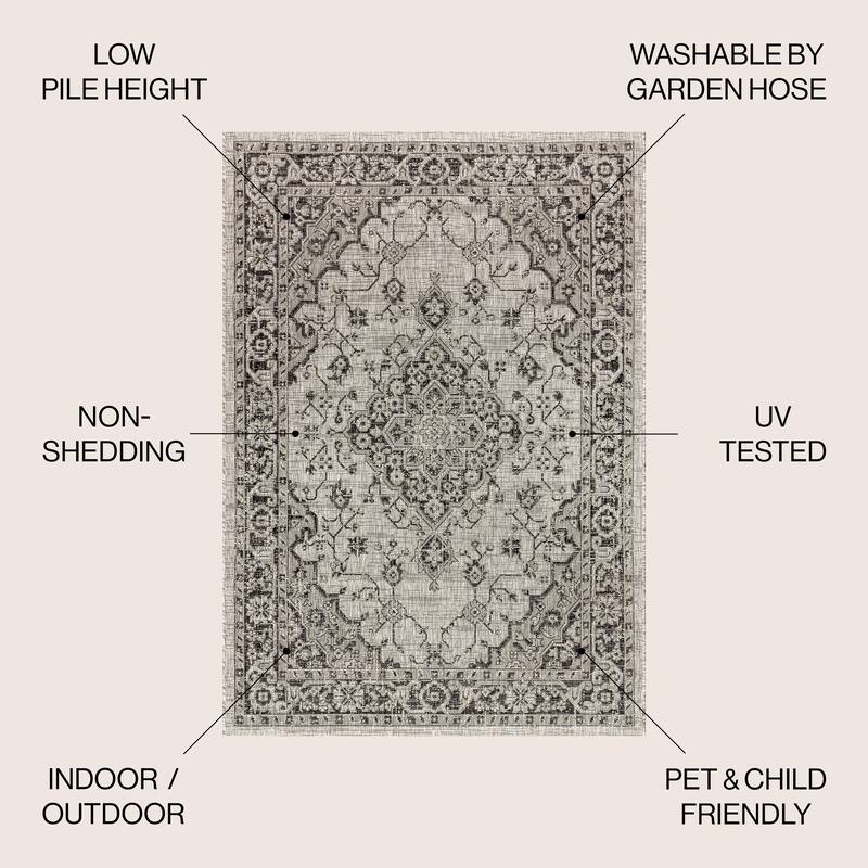 JONATHAN Y Palazzo Boho Medallion Textured Weave Indoor/Outdoor Area Rug
