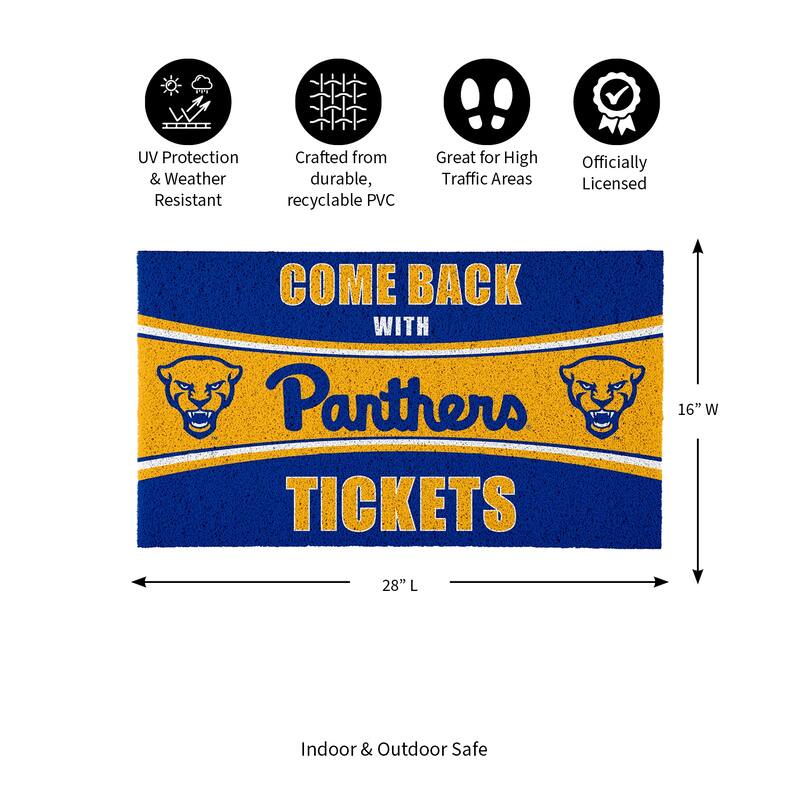 University of Pittsburgh 28 in. x 16 in. PVC "Come Back With Tickets" Trapper Door Mat